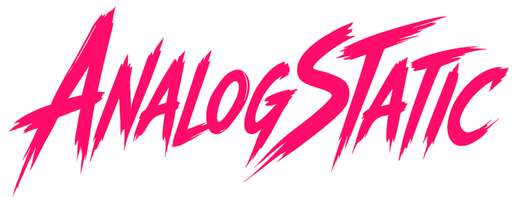 AnalogStatic Text Logo AnalogStatic text logo. Stylized brush-stroke lettering in neon pink.