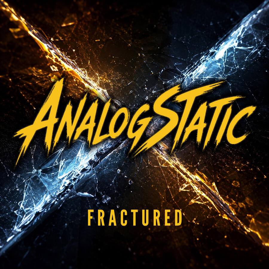 Fractured front cover Fractured EP cover art. Blue and yellow shattered X. Streaming presave and vinyl preorder available now.